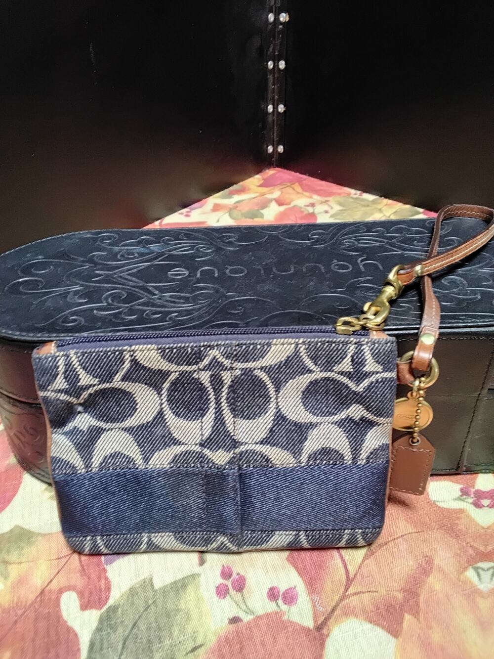Sold Do.not Purchase COACH Y2K Demi Indigo Blue Jacquard Signature Wristlet